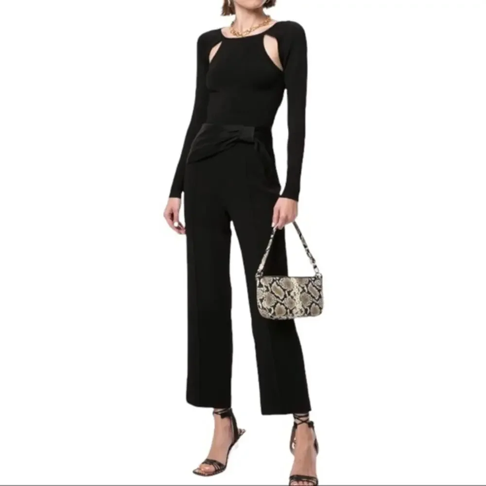 Jonathan Simkhai Sonia Bow Embellished Flare Pants 6 NWOT